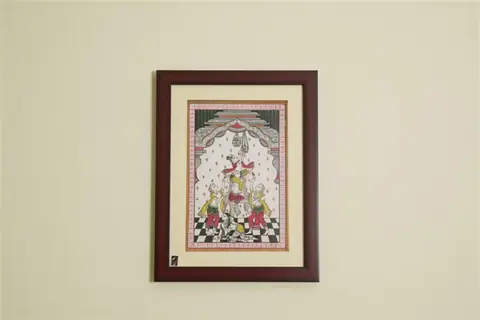 The Dahi Handi Pattachitra Painting on Tassar Silk