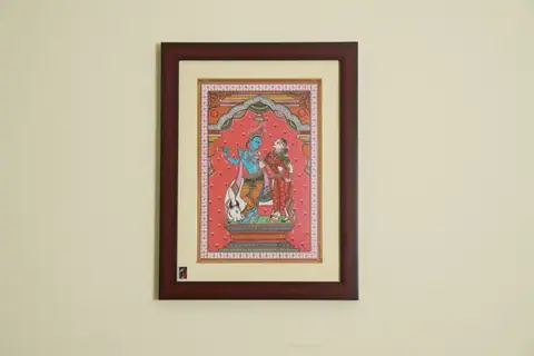The Krishna-Radha Pattachitra Painting on Tassar Silk