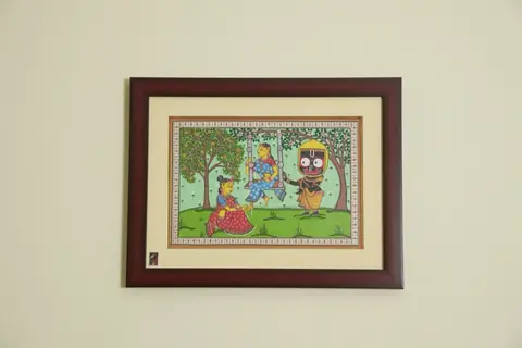 The Swing Pattachitra Painting on Tassar Silk