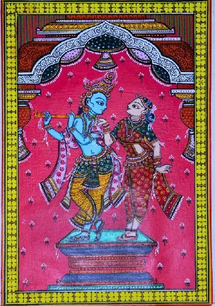 The Murali Krishna and Radha Pattachitra Painting