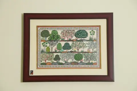 The Garden Rows Pattachitra on Tassar Silk