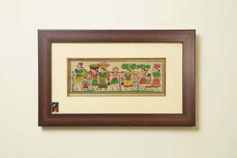 The Procession of Life Tribal Painting on Talapatra