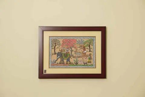 The Procession Tribal Painting on Tassar Silk