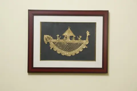 Boat to the Past Dokra Brass Framed Artwork