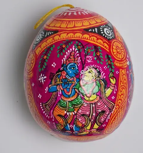 The Radha Krishna Painted Coconut