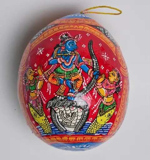 The Kaliya Daman Krishna Painted Coconut