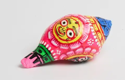 The Subhadra Painted Shankha, Pink and Blue