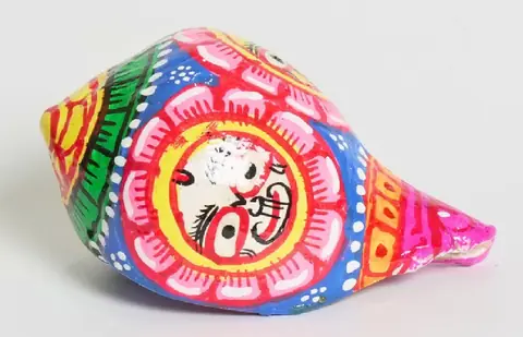 The Balabhadra Painted Shankha, Blue and Pink