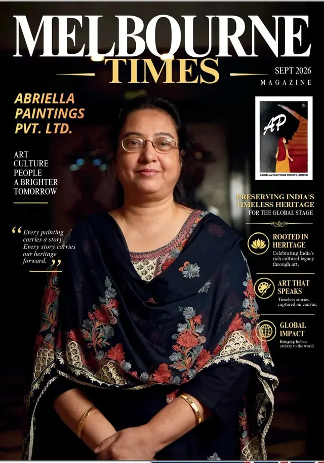 Melbourne Times magazine cover featuring Abriella Paintings